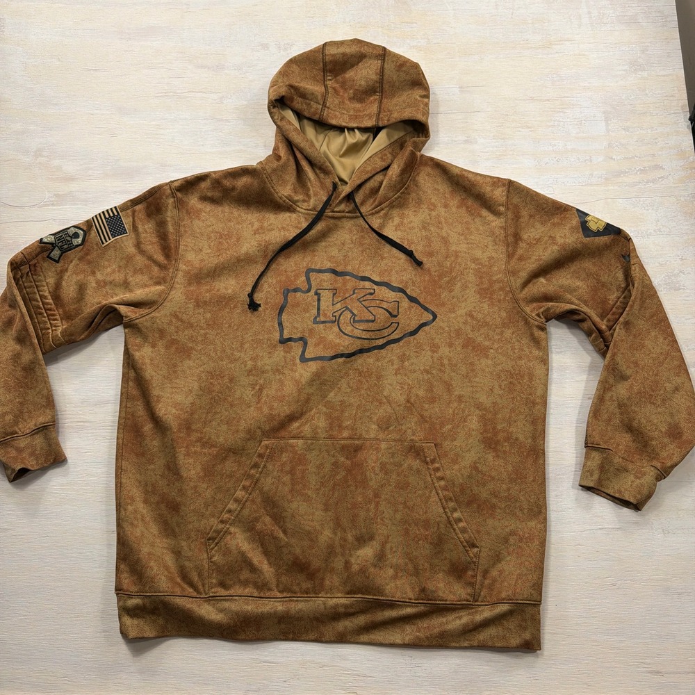 Nike Hoodie Kansas City Chiefs Salute to Service XXL Brown Camo Pullover Mens